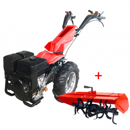 Agricultura - Pachet - Motocultivator Bisonte Agro BTA-MF400, 15 CP, benzina, 3+3 viteze, roti 5.00-10" + Freza de pamant BTA-TI400, 80 cm
