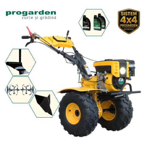 Motosape si Motocultoare - Pachet Motocultor ProGARDEN Campo 873 Alpine, 7 CP + Plug arat simplu + Plug bilonat fix + 1L Ulei motor + 2L Ulei transmisie