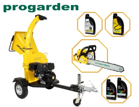 Utilaje de gradina - PACHET Tocator resturi vegetale ProGARDEN TB120, 12 CP, benzina, 120 mm + Motoferastrau MF3545P, 3.4 CP, 45 cm + 2L Ulei amestec + 2L Ulei lant