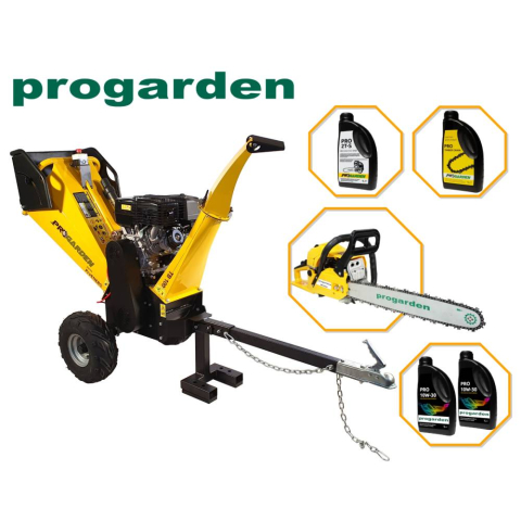 Casa si Gradina - PACHET Tocator resturi vegetale ProGARDEN TB100E, 12 CP, 65-100 mm + Motoerastrau MF3545P, 3.4 CP, 45 cm + 2L Ulei amestec + 2L Ulei lant