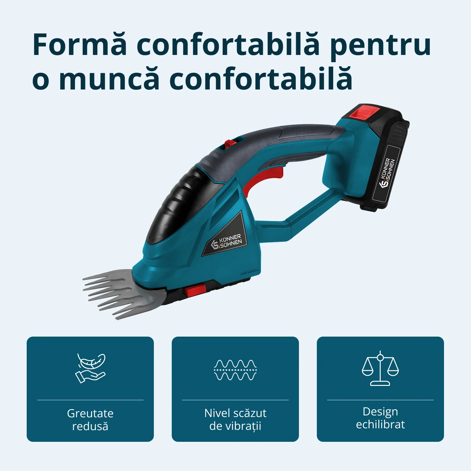 Pachet - Trimmer tuns iarba Konner & Sohnen KS BCT-20V + Foarfeca tuns gad viu KS SHT-20V + CADOU 1 acumulator 20V, 4Ah [3]