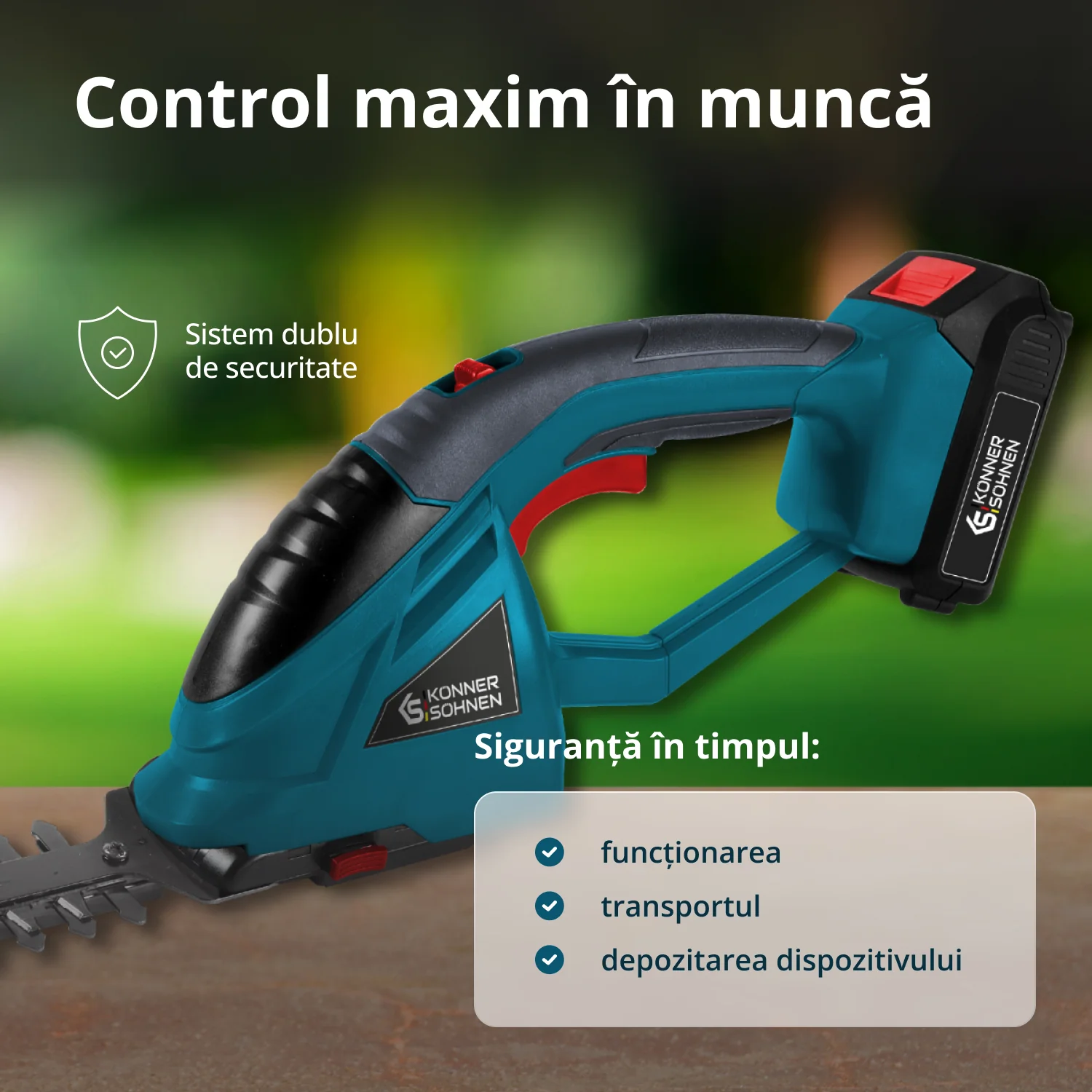 Pachet - Trimmer tuns iarba Konner & Sohnen KS BCT-20V + Foarfeca tuns gad viu KS SHT-20V + CADOU 1 acumulator 20V, 4Ah [2]