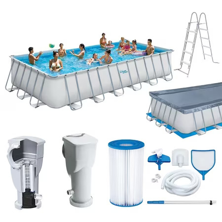 Piscina dreptunghiulara cu cadru metalic Elite Summer Waves, 732 x 366 x 132 cm [8]