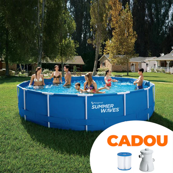 Gradina & Terasa - Piscina rotunda cu cadru metalic Summer Waves, 366 x 76 cm