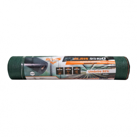 Plasa umbrire RURIS 95100, HDPE, protectie UV, verde, grad umbrire 95%, 2 x 50 m [2]
