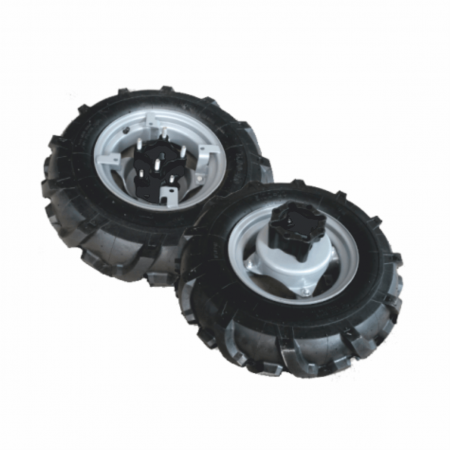 Agricultura - Set roti de cauciuc duble, accesoriu pentru Bisonte BTA-MF400