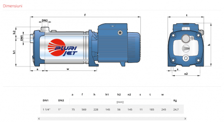 Pompa centrifugala multietajata Pedrollo PLURIJET 5/200, 230/400V, 1800 W, 200 L/min, Hmax. 73 m, corp inox [2]