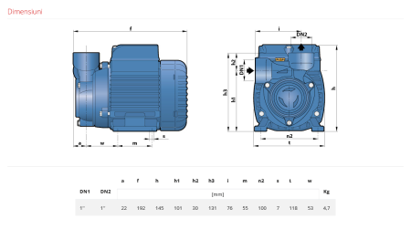 Pompa de suprafata periferica Pedrollo PQ 60, 400V, 370 W, 40 L/min, Hmax. 40 m [2]