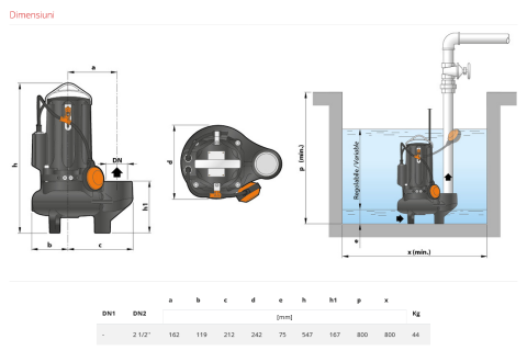 Pompa submersibila apa de canalizare Pedrollo MCm 30/50, 2200 W, 1100 L/min, Hmax. 24 m, monofazata [2]