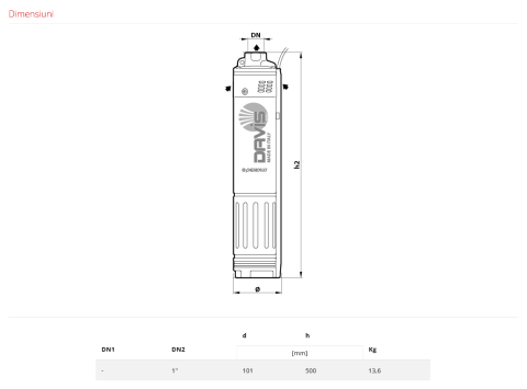Pompa submersibila cu turbina periferica 4" Pedrollo DAVIS, 750 W, 50 L/min, Hmax. 75 m [2]
