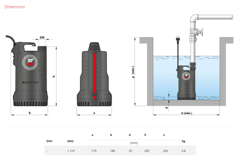 Pompa submersibila pentru lichid AdBlue Pedrollo TOP MULTI 1-AD, 370 W, 75 L/min, Hmax. 26 m [2]