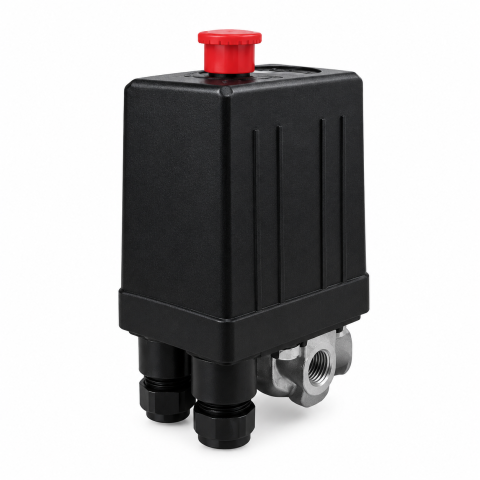 Compresoare - Presostat compresor monofazat Airmaster, 15 A, filet 1/4", 3 iesiri 1/4", 12 bar