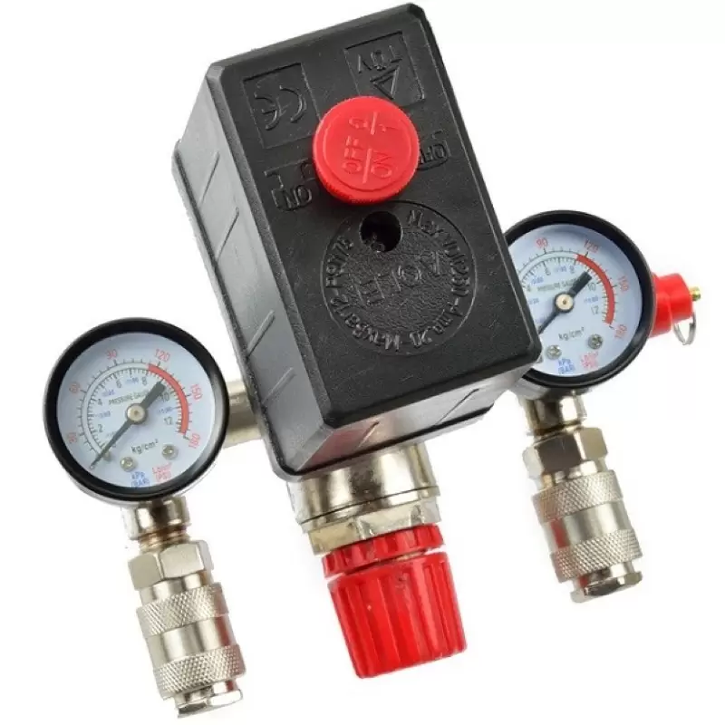 Compresoare - Presostat compresor monofazat cu regulator si manometre