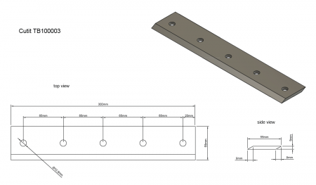 Cutit 300x55x5 mm pentru ProGARDEN TB100E, TB100EN [2]