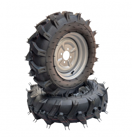 Agricultura - Set roti cauciuc 6.00-12, ProGARDEN, 4 prezoane, profil agricol