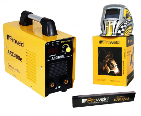 Tehnica sudare - Invertor sudura ProWeld ARC400e + Masca sudura automata LCD LYG-8507A + Electrozi bazici E7018, 2.5 mm, 1 kg