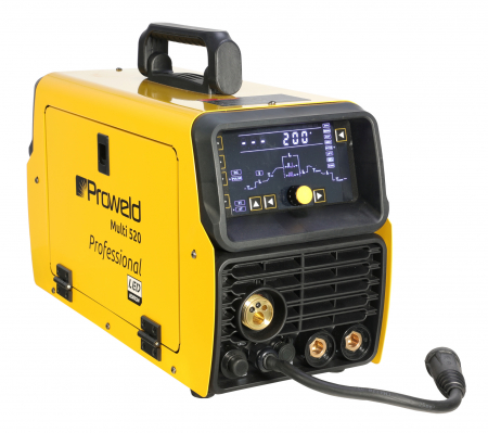 Sudură cu gaz protector (MIG/MAG) - Invertor sudura multifunctional CUT/TIG/MMA/MIG ProWELD Multi 520 LED 4 in 1, 200A, sarma 0.6-1 mm, electrozi 2.5-5 mm