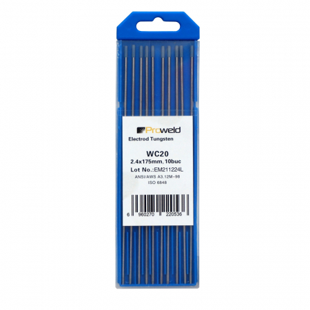 Electrozi sudură - Electrozi tungsten Gri ProWELD WC20, 2.4 x 175 mm, set 10 buc