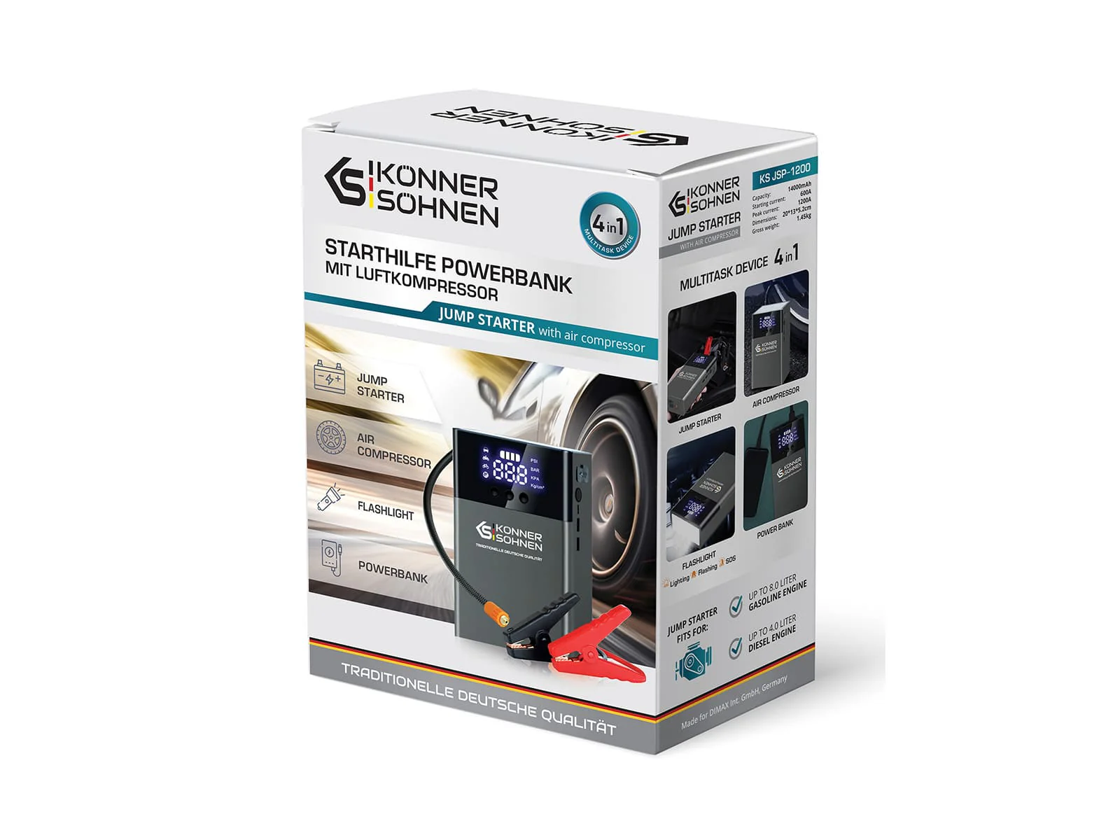 Redresor auto cu compresor Konner & Sohnen KS JSP-1200, baterie 14000 mAh, curent max. 1200 A [6]