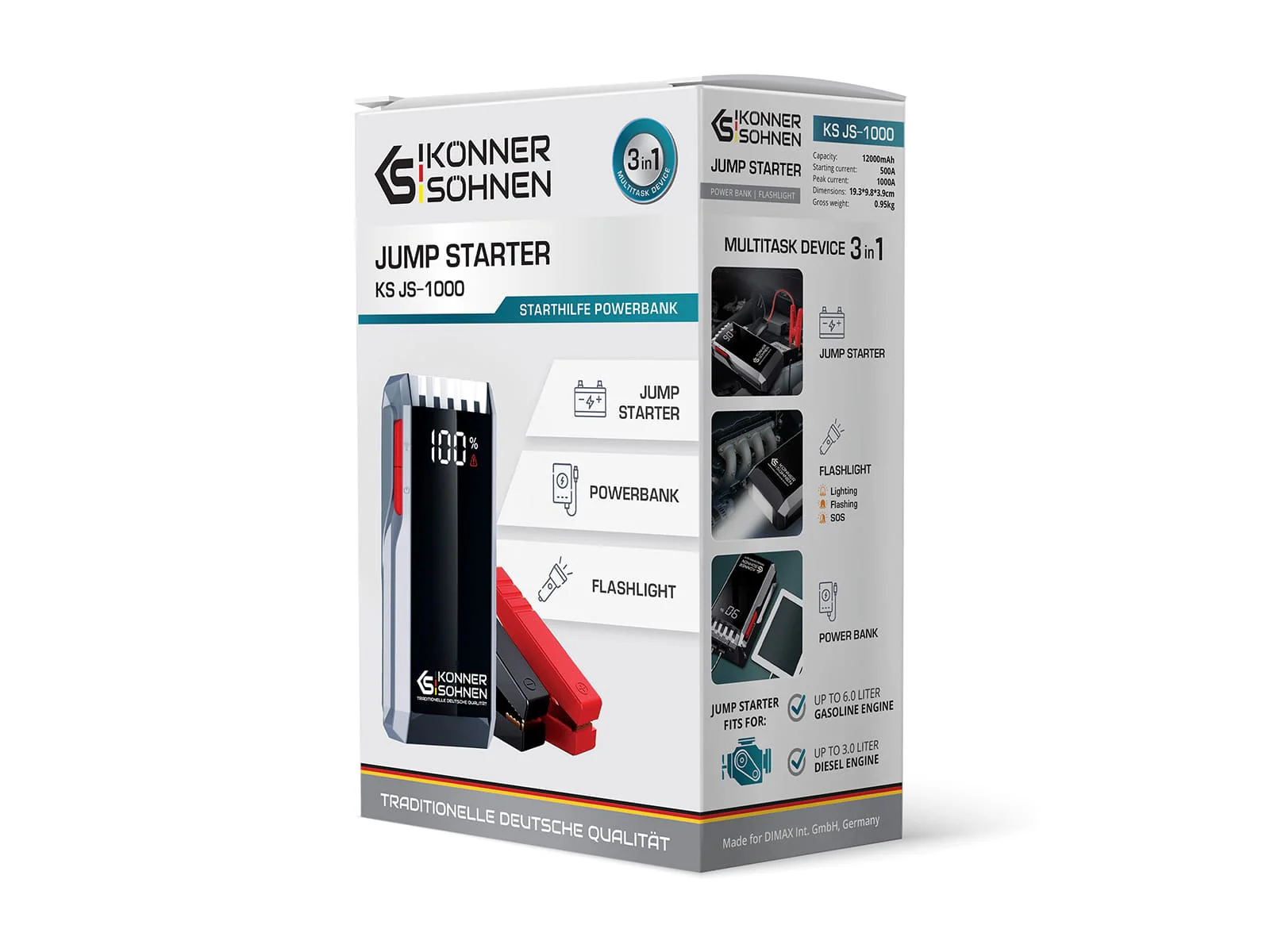 Redresor auto Konner & Sohnen KS JS-1000, baterie 12000 mAh, curent max. 1000 A [7]