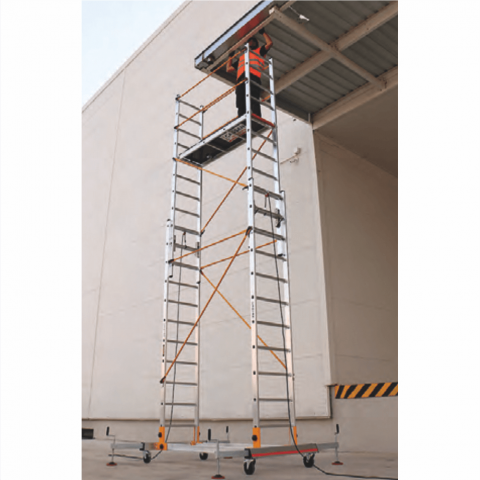 Schela mobila profesionala din aluminiu Condor TeleSM 640, inaltime maxima de lucru 6.71 m [1]
