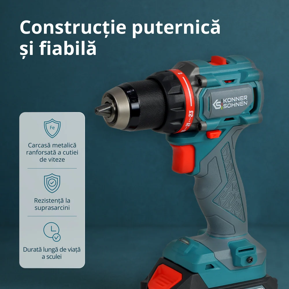 Set Master fara fir Konner & Sohnen KS ID20V-60 KIT 74 - Masina de gaurit si insurubat cu percutie 20 V + Set 74 accesorii [5]