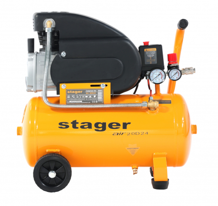Compresor de aer Stager Air 20D24, 1.5 kW, 2 CP, 8 bar, 200 L/min, 24 litri [1]