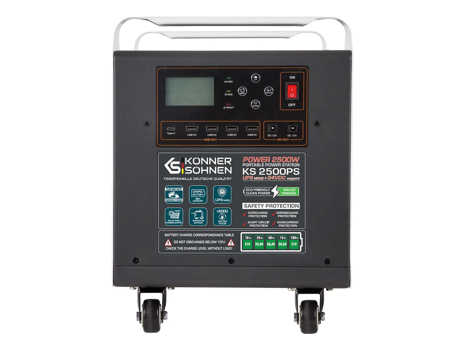 Statie de incarcare Konner & Sohnen KS 2500PS, 2500 W, baterie LiFePo4 100 Ah, 2560 Wh [12]