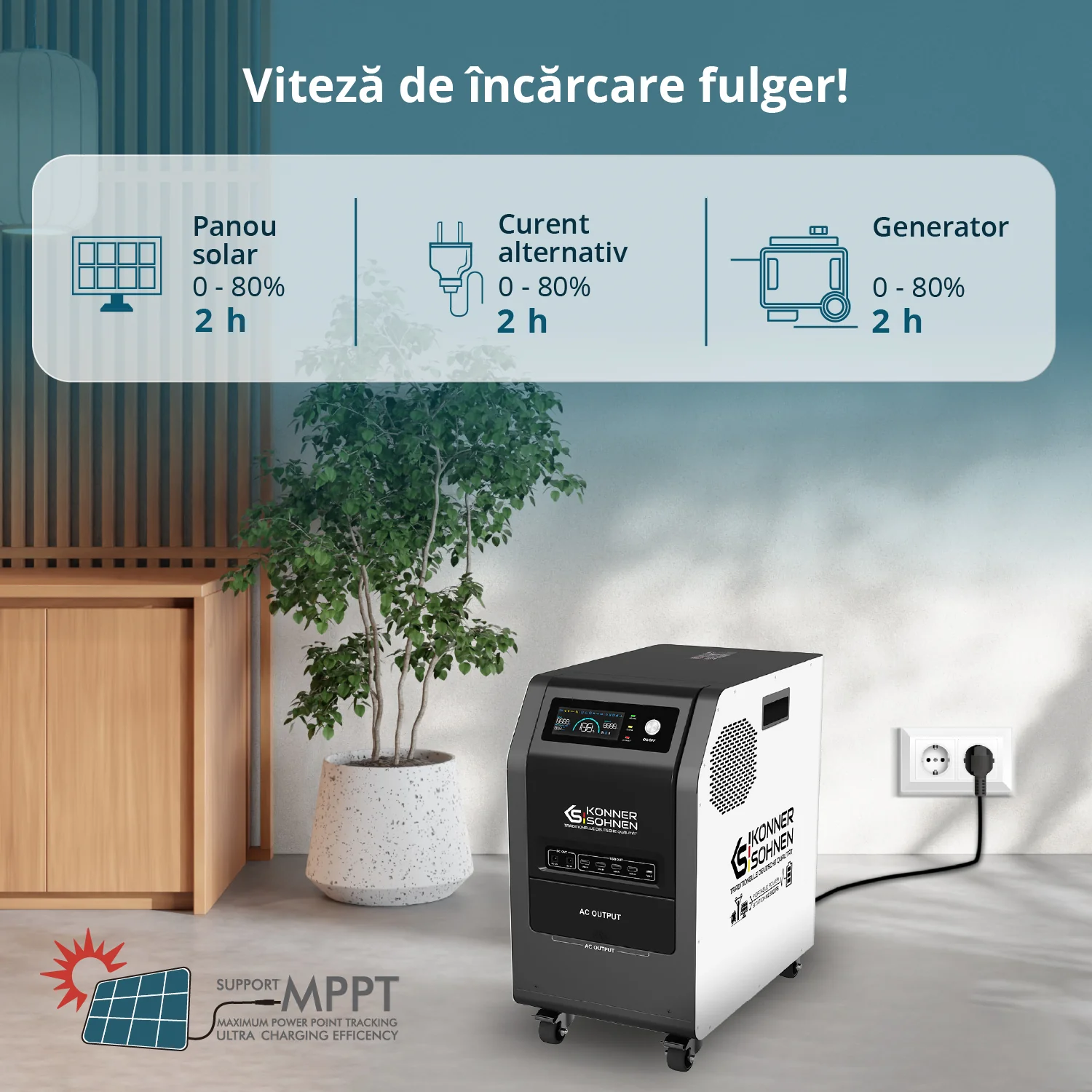 Statie de incarcare Konner & Sohnen KS 3000PS, 3000 W, baterie LiFePO4 125 Ah / 3200 Wh [2]