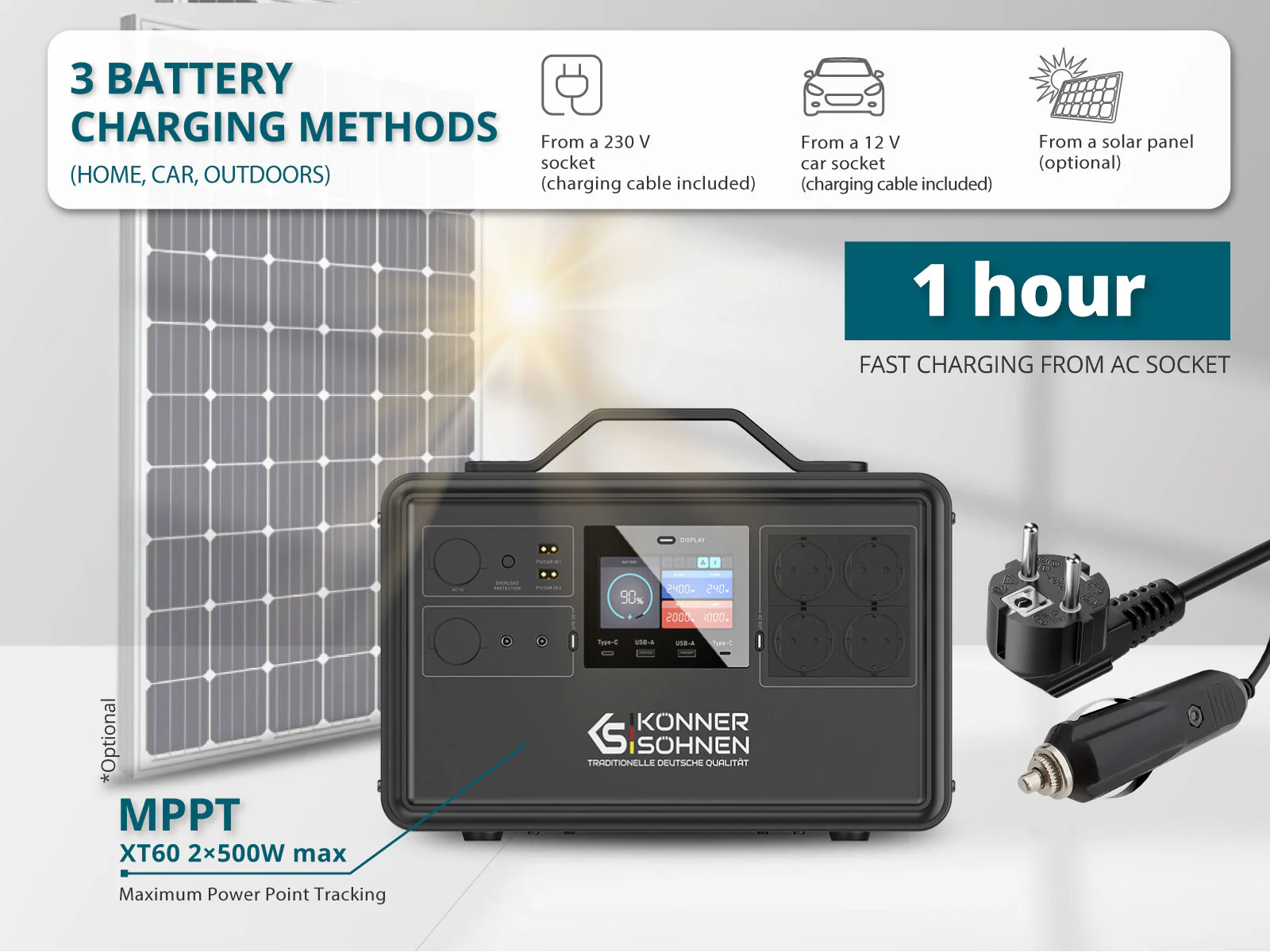 Statie de incarcare portabila Konner & Sohnen KS 2400PS, 2400 W, baterie LifePO4 50 Ah / 2240 Wh [6]