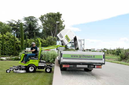 Tractoras de tuns iarba cu masa frontala Grillo FD 450, 18 CP, benzina, 113 cm, cos 450 L [11]