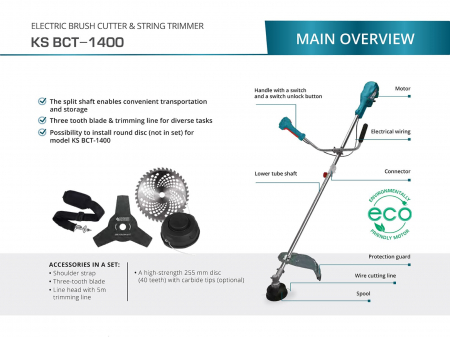 Trimmer de tuns iarba electric KS BCT-1400 [1]