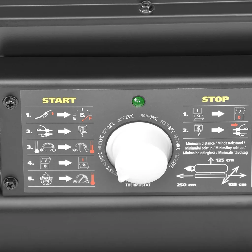 Tun de caldura pe motorina, ardere directa HECHT 3021, 230V, putere 20 kW, suprafata incalzita 166 mp, roti de transport [1]