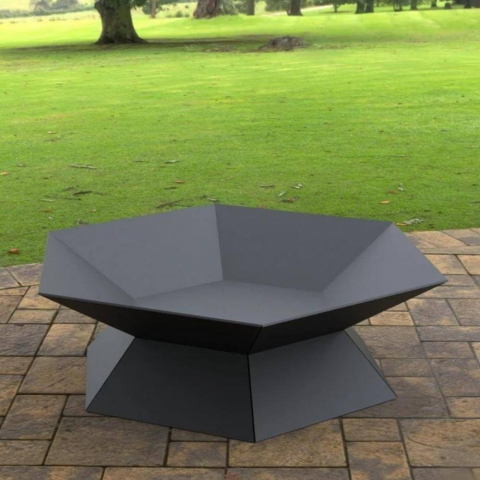 Vatra pentru terasa/gradina, Hexagon Fire Pit KRO-1072, Otel, Negru, diametru 870 mm, grosime 3 mm [1]