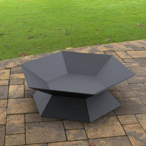 Vatra pentru terasa/gradina, Hexagon Fire Pit KRO-1072, Otel, Negru, diametru 870 mm, grosime 3 mm [2]