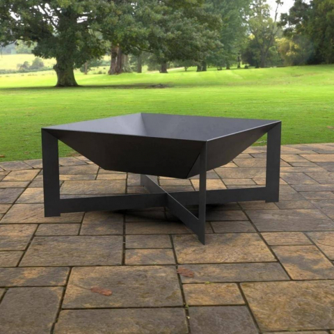Incalzire si Climatizare - Vatra pentru terasa/gradina, Square Fire Pit KRO-1077, Otel, Negru, 600 x 600 x 300 mm, grosime 3 mm