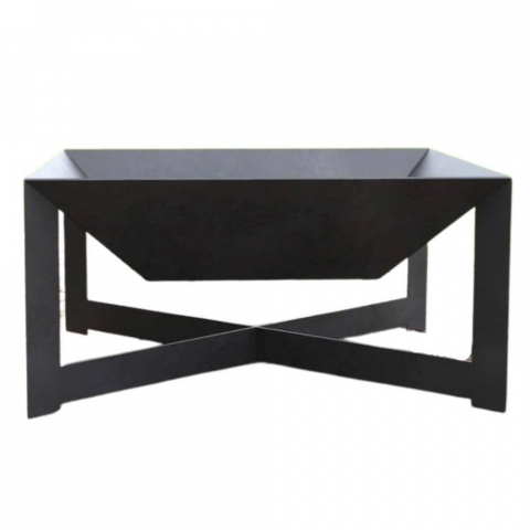 Vatra pentru terasa/gradina, Square Fire Pit KRO-1077, Otel, Negru, 600 x 600 x 300 mm, grosime 3 mm [3]