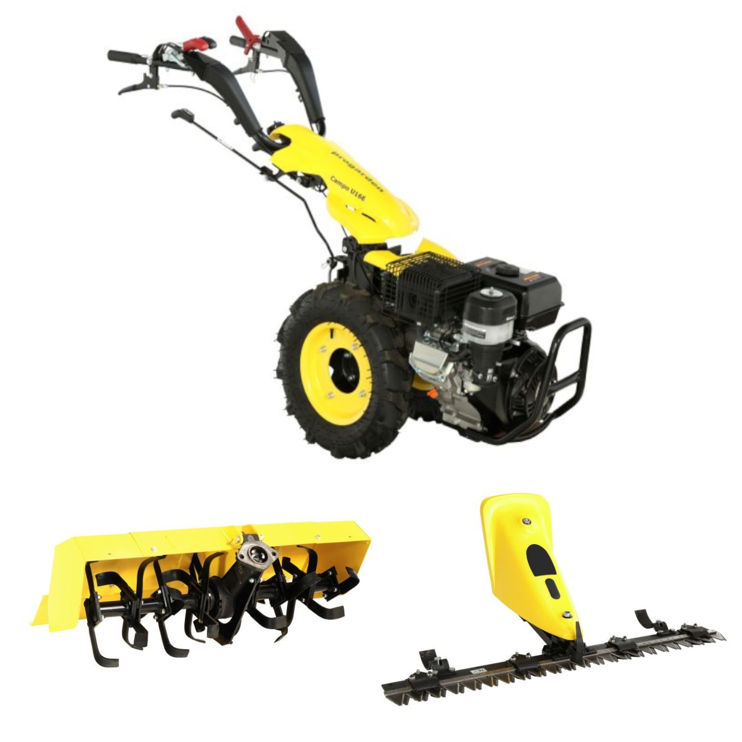 цп порно фото 14 PACHET Motocultivator ProGARDEN Campo U16E, 14 CP, benzina, pornire  electrica, 3+2 viteze, reductor + Freza tractata BT-X90N 90 cm + Bara  cosire BT-BC12 120 cm