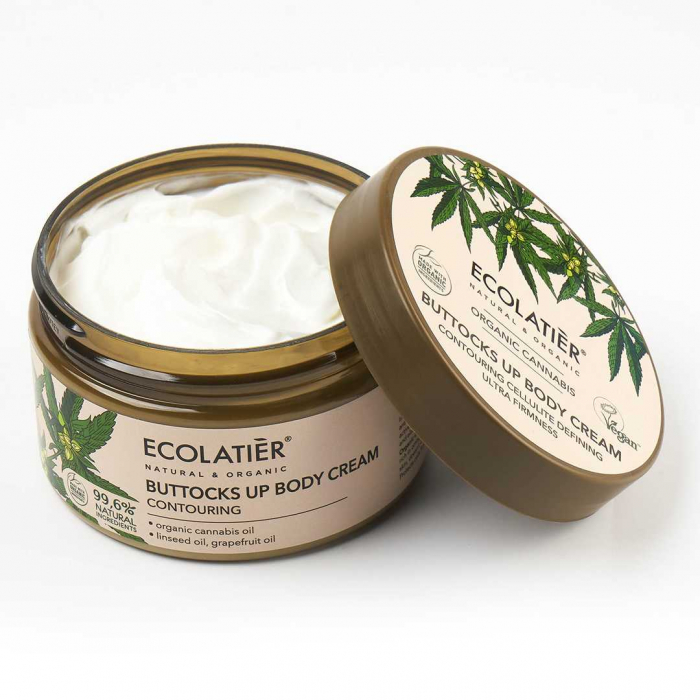 Crema de corp anticelulitica vegana Ecolatier Organic Cannabis Buttocks Up Contouring Cellulite Ultra Firmness cu Ulei de Canabis 250ml [2]