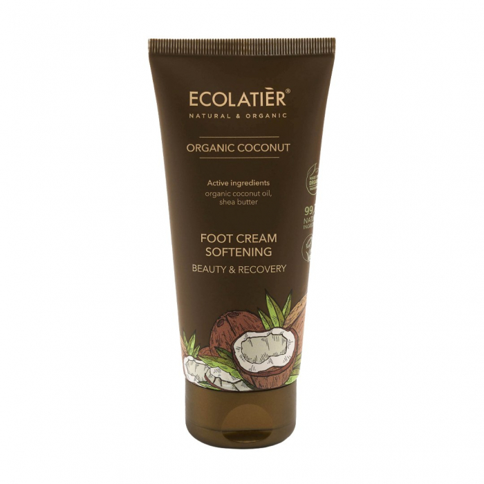 Crema pentru picioare si calcaie crapate vegana Ecolatier Organic Coconut Softening Beauty & Recovery, cu Ulei de Cocos Organic 100ml [1]