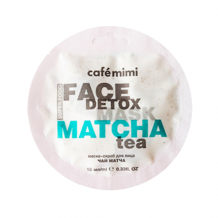 Masca-Scrub de fata lichida Cafe Mimi Super Food Detox Matcha Tea & Aloe Vera, cu extracte naturale de Ceai Matcha si Aloe Vera 10ml [1]