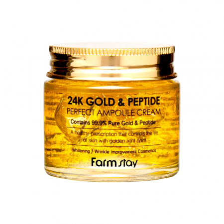 Crema-Gel pentru Fata Antirid Revitalizanta Farmstay 24K Gold & Peptide Perfect Ampoule Cream 80ml