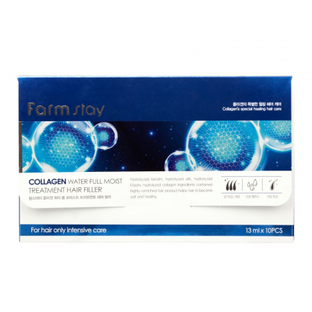 Fiole cu Tratament Intensiv de Par Farmstay Collagen Water Full Moist Treatment Hair Filler 10x13ml [2]