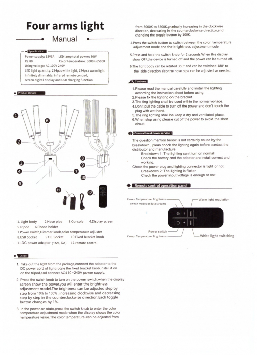 Lampă Cosmetică LED - 4 brațe - CS-SY-008 [2]