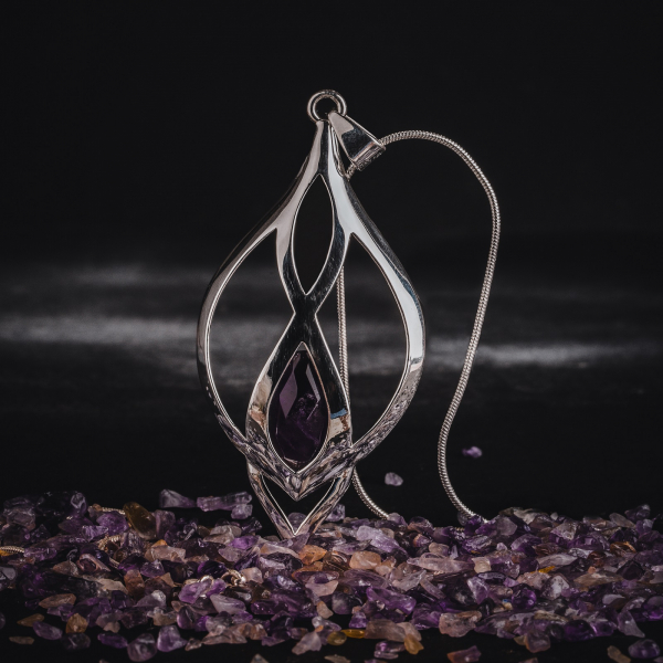 Colier si lant din inox, suflate cu argint Infinity Amethyst Ninja Kitten [3]