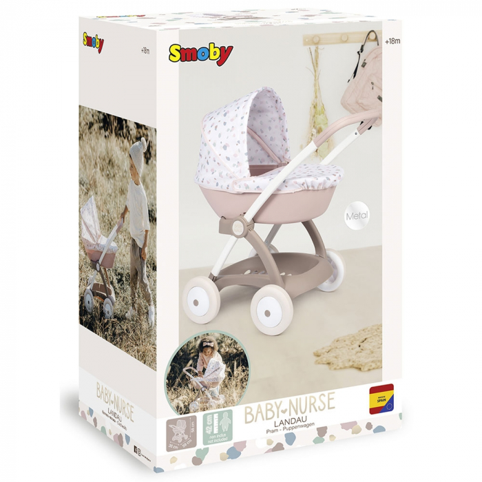 Carucior nou nascut pentru papusi Smoby Baby Nurse Landau crem [5]