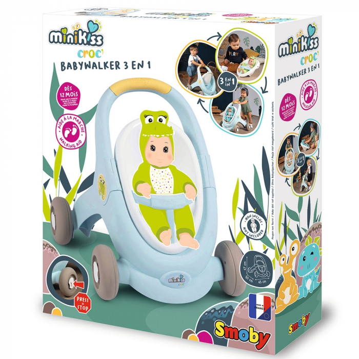 Carucior pentru papusi Smoby Minikiss Croc 3 in 1 albastru [9]