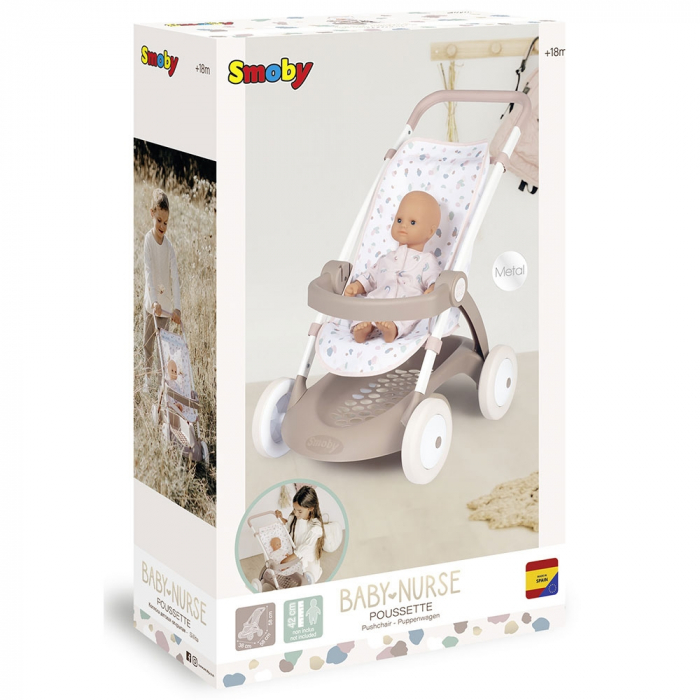 Carucior sport pentru papusi Smoby Baby Nurse Poussette crem [6]
