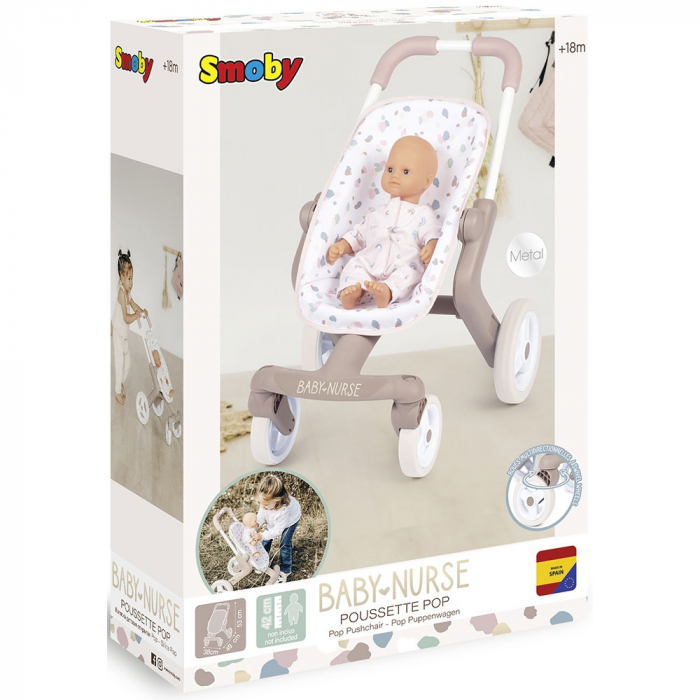 Carucior sport pentru papusi Smoby Baby Nurse Poussette Pop crem [5]