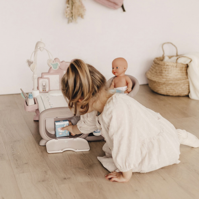 Centru de ingrijire pentru papusi Smoby Baby Nurse Cocoon Nursery maro cu papusa si accesorii [14]